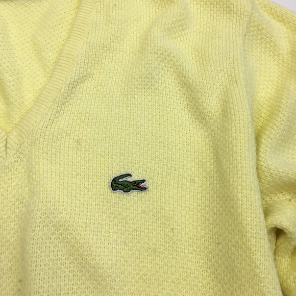 Vintage LACOSTE IZOD Yellow Soft Orlon Acrylic Textured Knit Pullover Sweater - Picture 8 of 12